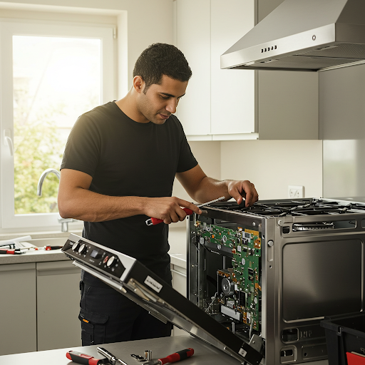 فني صيانة بلت ان دايو المُعتمد يُصلح بوتاجاز مدمج باستخدام قطع غيار أصلية وأدوات احترافية، مع ظهور رقم الخط الساخن دايو 19224 لطلب خدمة صيانة سريعة ودقيقة في جميع أنحاء مصر.