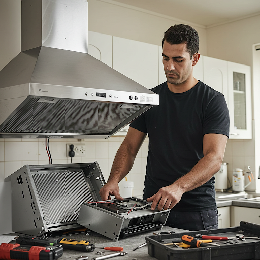 فني صيانة شفاطات دايو المُعتمد يُجري إصلاحًا دقيقًا باستخدام قطع غيار أصلية وأدوات احترافية، مع ظهور رقم الخط الساخن دايو 19224 لطلب خدمة صيانة فورية في جميع أنحاء مصر.